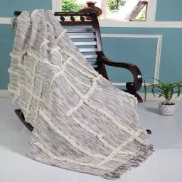 LR Resources Linework 50 in. x 60 in. Gray and Natural Abstract Tufted Cotton Throw Blanket thumbnail 5