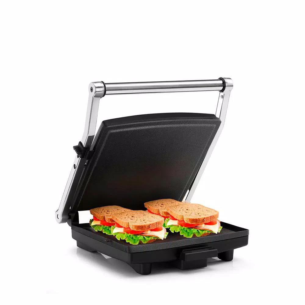 HOLSTEIN HOUSEWARES Holstein 4-Slice Stainless Steel Electric Griddle with Non-Stick Surface, 132 sq. in.