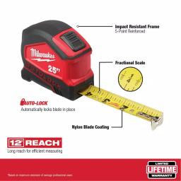Milwaukee 6-Piece Screwdriver Set with 25 ft. Compact Auto-Lock Tape Measure thumbnail 3