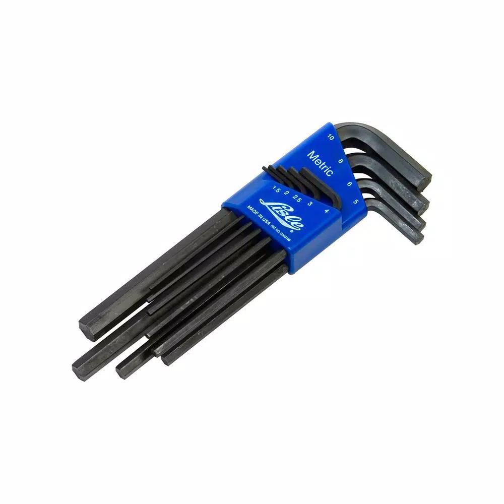 Lisle LIS42650 Metric Long Arm Hex Key Set, 9-Piece Alloy Steel