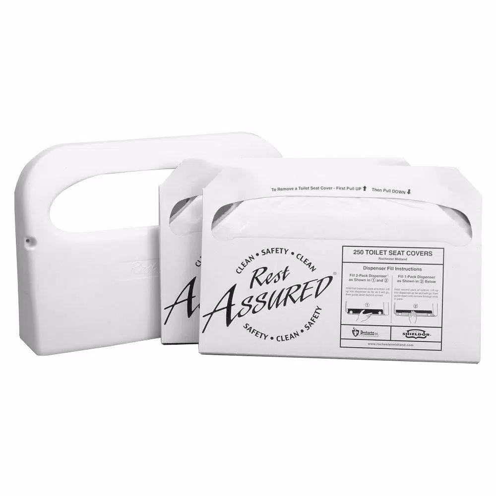 RMC Toilet Seat Cover Starter Set with Wall-Mountable Dispenser, 500 Sheets