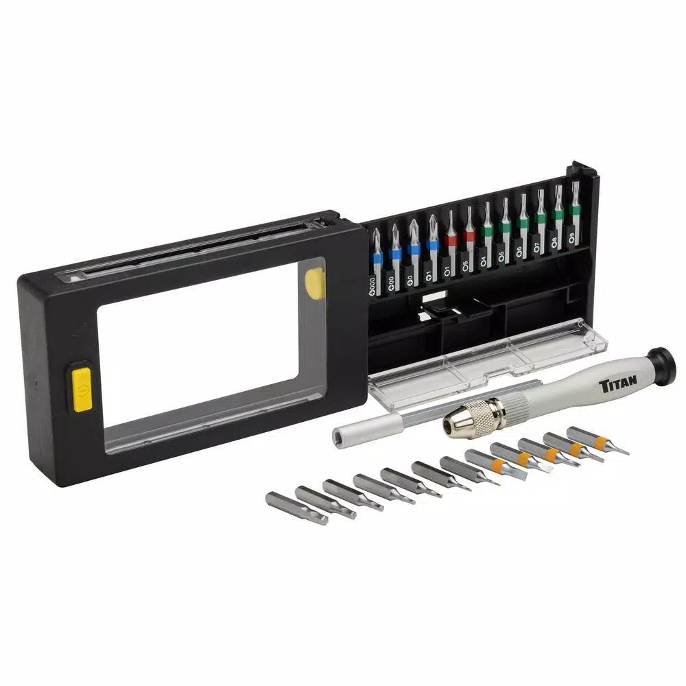 TITAN 26-Piece Precision Bit and Driver Set with Rotatable Tool Tray