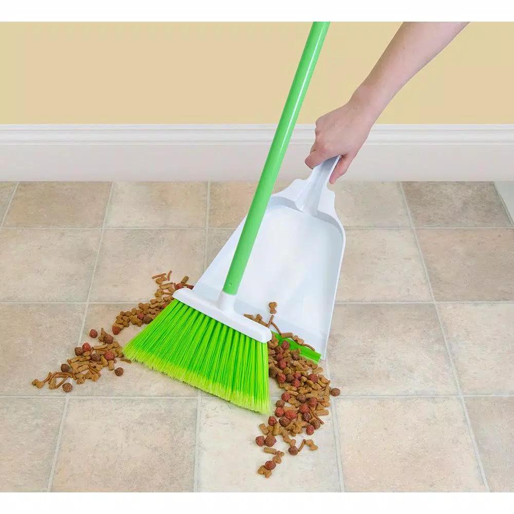 Lysol Quickie Upright Poly Broom and Dustpan Set with Antimicrobial Protection