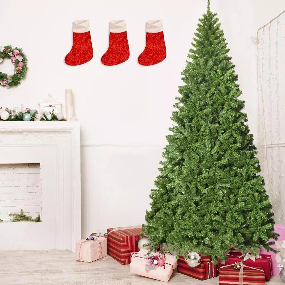Costway 9 ft. Slim Fraser Fir Artificial Christmas Tree, Unlit Green with 2094 Tips