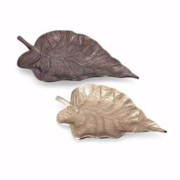 IMAX Mabon Bronze Decorative Leaf Trays, Set of 2, Cast Aluminum Gold and Bronze Finishes thumbnail 1
