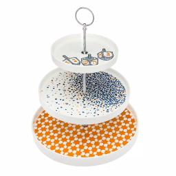 Godinger Chanukah 3-Tier Bone China Serving Tray, 10.75 in. x 12 in. White thumbnail 1