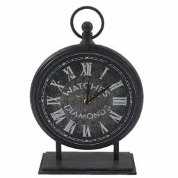 Winsome House Black Metal Vintage Table Top Clock with Roman Numerals thumbnail 5