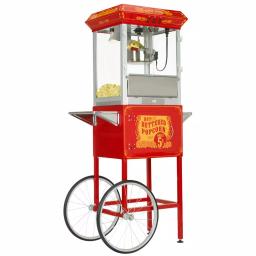 Funtime 8oz Red Theater Style Popcorn Popper Machine with Cart thumbnail 1