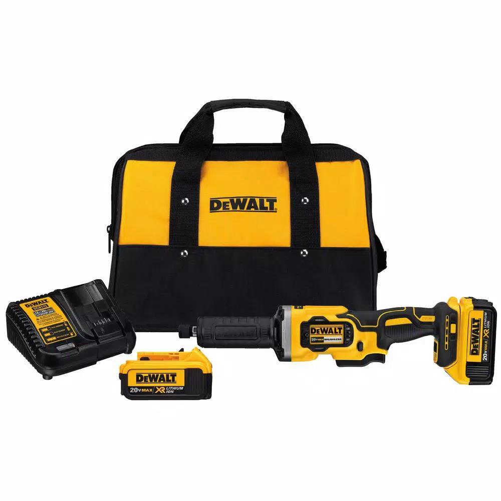 DEWALT 20V MAX Cordless Brushless 1-1/2 in. Variable Speed Die Grinder Kit with (2) 4.0 Ah Batteries & Charger