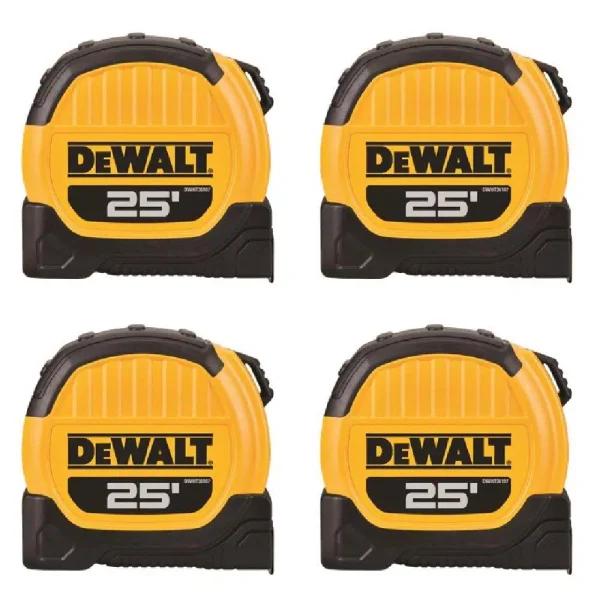 DEWALT 25 ft. x 1-1/8 in. Tape Measure, 4-Pack - Durable Residential Construction Hand Tool
