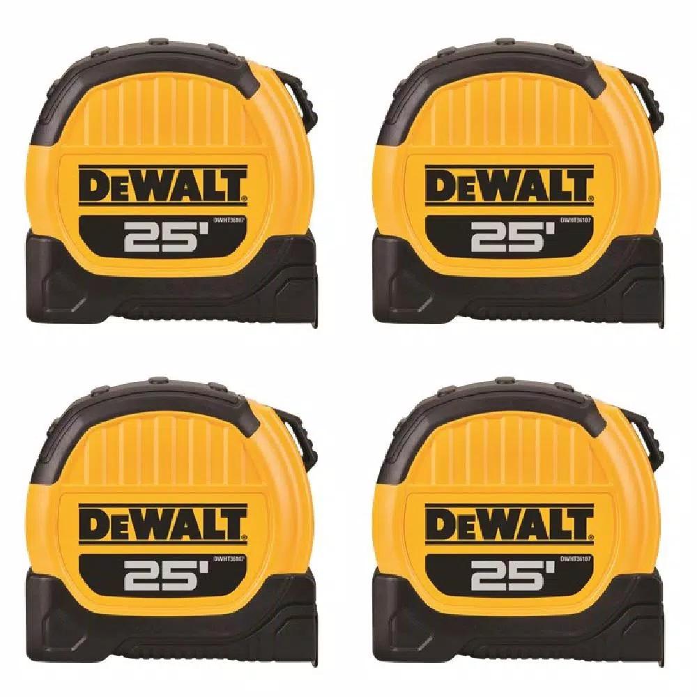 DEWALT 25 ft. x 1-1/8 in. Tape Measure, 4-Pack - Durable Residential Construction Hand Tool