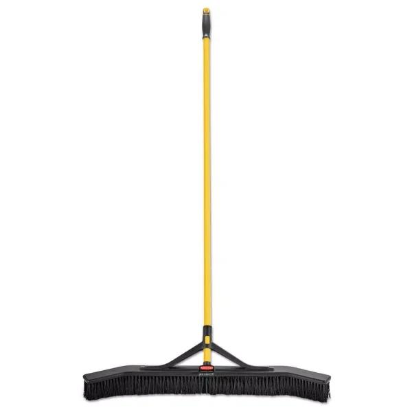 Rubbermaid Commercial Products Maximizer 36 in. PVC Push Broom with Steel Handle, Yellow/Black