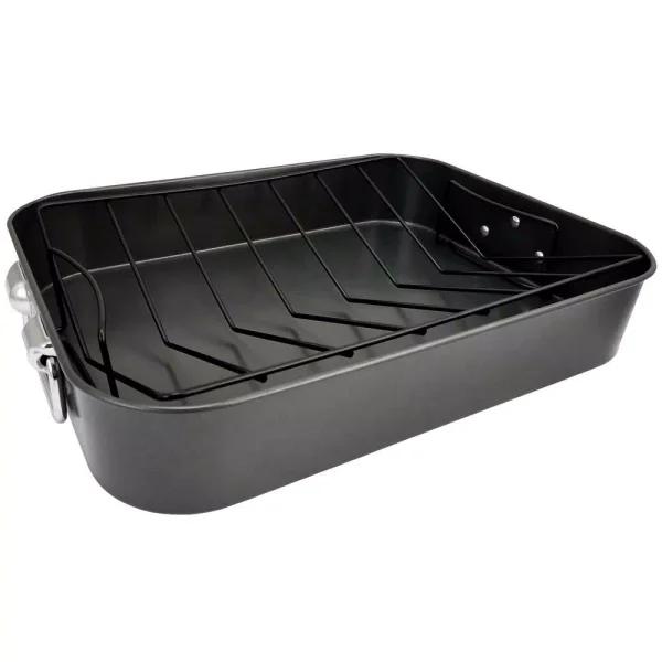 Gibson Home Top Roast Non-Stick Carbon Steel Roasting Pan with Metal Rack, 10 Qt