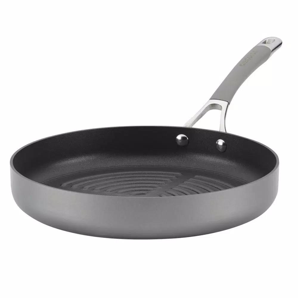 Circulon Elementum 11 in. Hard-Anodized Aluminum Nonstick Grill Pan, Oyster Gray
