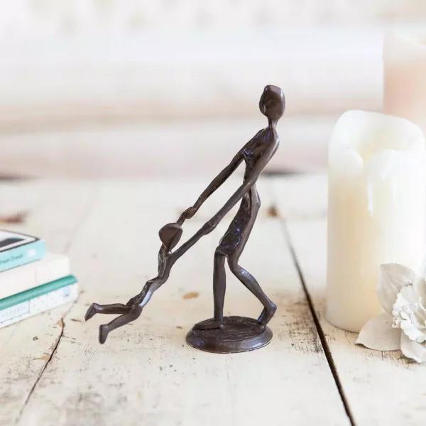 Danya B Mother and Child Cast Bronze Sculpture - Handcrafted Sand Cast Statuary