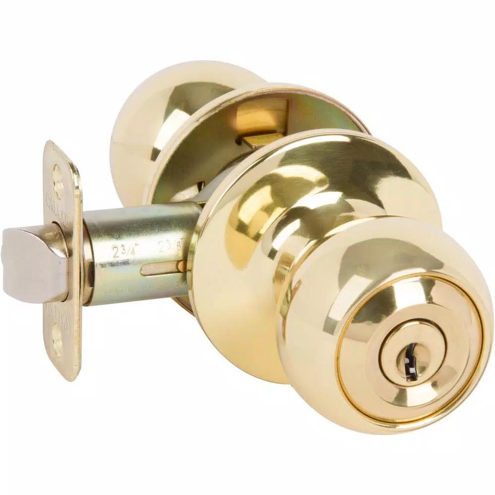 Callan Delaney Hardware Fairfield Polished Brass Entry Door Knob and Single Cylinder Deadbolt Combo Pack