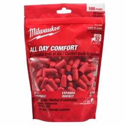 Milwaukee Red Disposable Foam Earplugs, 100-Pack, 32 dB NRR thumbnail 4