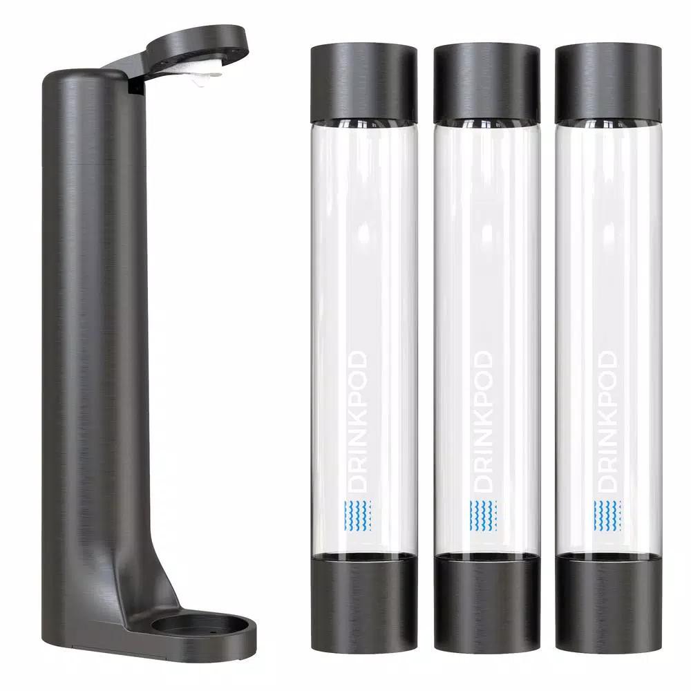 Drinkpod FIZZPod Black One-Touch Sparkling Soda Maker Machine with 3 PET Bottles