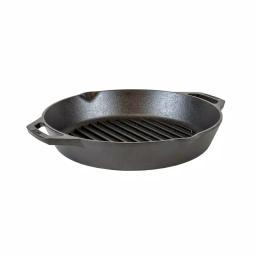 Lodge 12 in. Cast Iron Grill Pan with Dual Handles, Black thumbnail 1