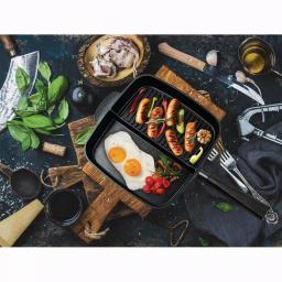 MasterPan 11 in. Cast Aluminum Nonstick Sectional Grill Pan with Split Section, Black thumbnail 4