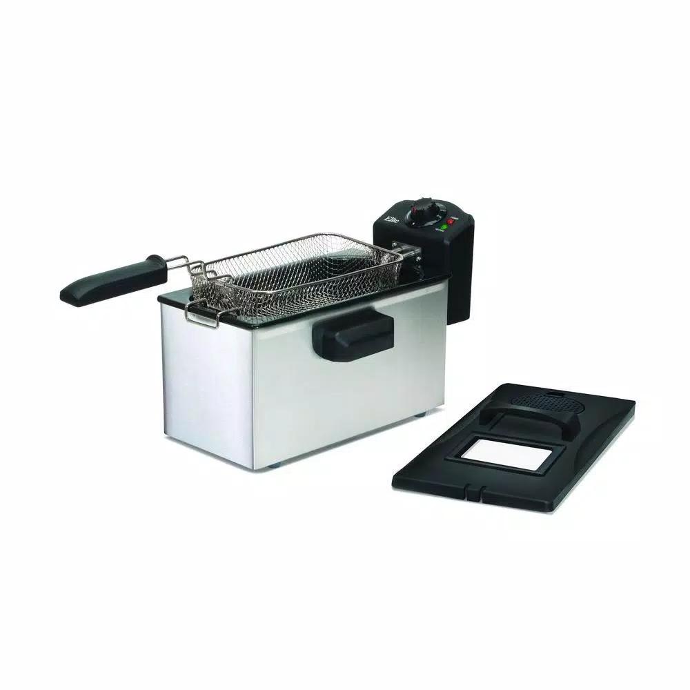 Elite Cuisine Elite 3.5 Qt. Immersion Deep Fryer, 1500W Electric Countertop Fryer with Adjustable Thermostat