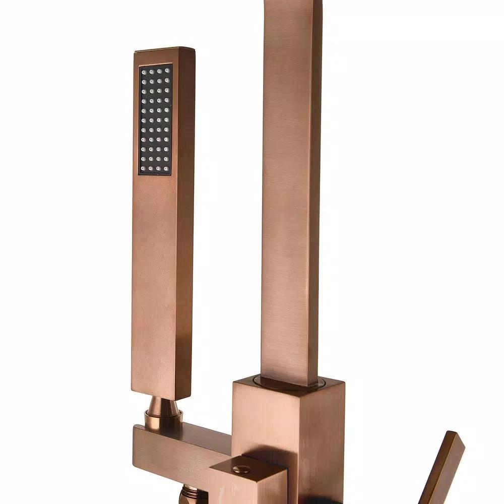 AKDY Freestanding Floor Mount Roman Tub Faucet with Hand Shower, Antique Bronze