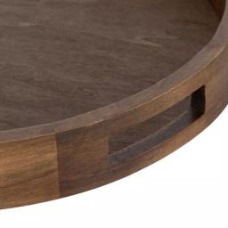 Kate and Laurel Hutton 18.25 in. Round Rustic Brown Wooden Decorative Serving Tray with Built-in Handles thumbnail 3
