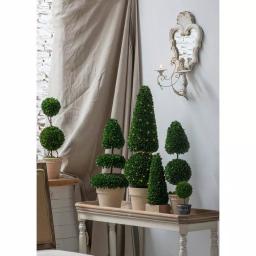 A & B Home Large Faux Boxwood Topiary with Ball and Cone Design in Cream Terra Cotta Pot thumbnail 2
