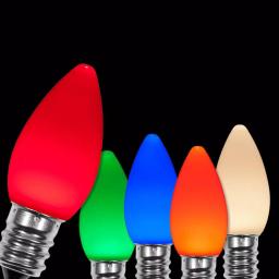 Wintergreen Lighting OptiCore C7 LED Multi-Color Smooth Opaque Christmas Light Bulbs, 25-Pack thumbnail 1