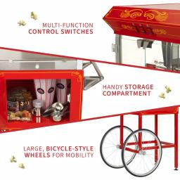 Funtime 8oz Red Theater Style Popcorn Popper Machine with Cart thumbnail 7