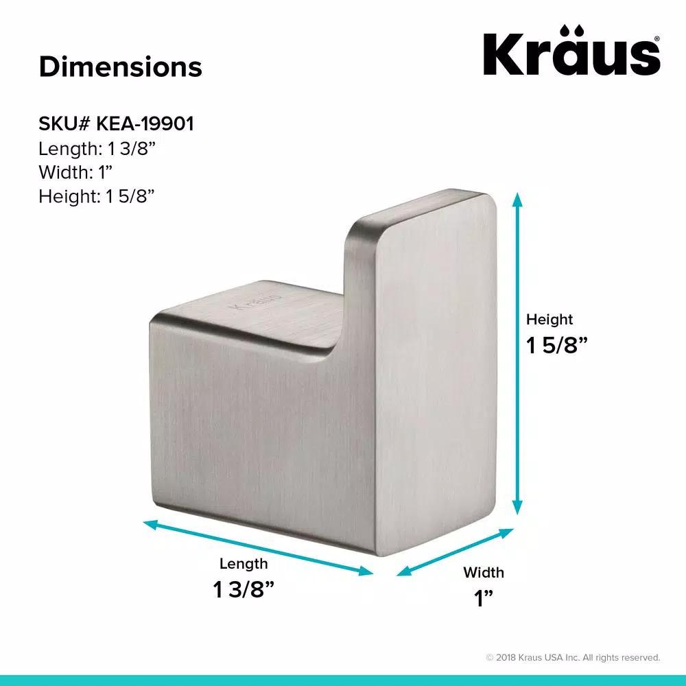 KRAUS Stelios Brushed Nickel Bathroom Robe and Towel Hook