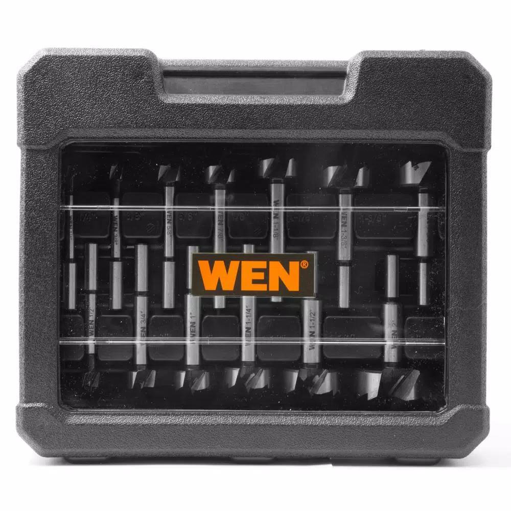 WEN 14-Piece Forstner Bit Set with Carrying Case, High Carbon Steel