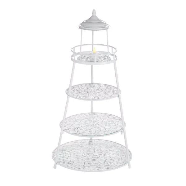 Artland Coventry 3-Tier Lighthouse Serving Stand, White Metal & Glass Cake Stand