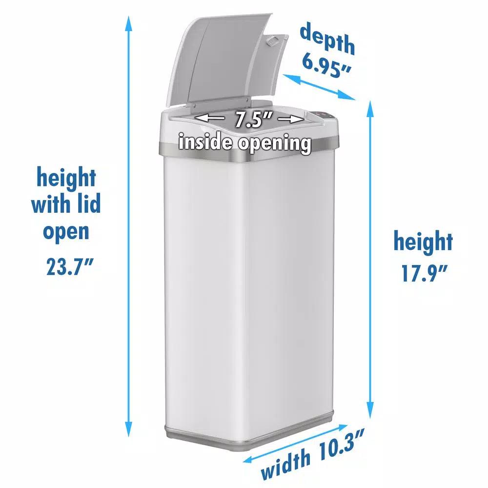 iTouchless 4 Gallon Touchless Sensor Trash Can with AbsorbX Odor Control, Pearl White