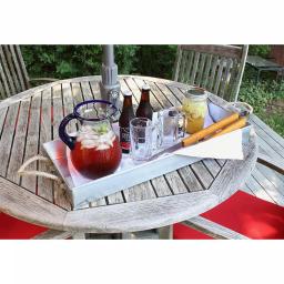 Achla Designs Galvanized Steel Serving Tray with Rope Handles, 28.25 in. x 10.25 in. thumbnail 4