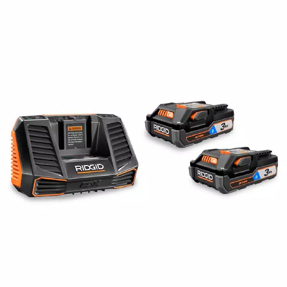 RIDGID 9 Gal. Cordless Wet/Dry Shop Vacuum Kit with (2) 18V OCTANE 3.0 Ah Lithium-Ion Batteries and Charger