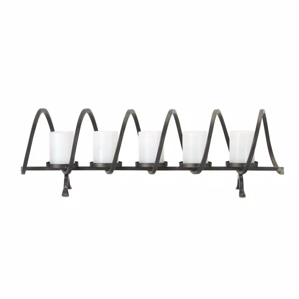 Unbranded Industrial Black Metal Candelabra Candle Holder, 10 in. Forged Iron Look