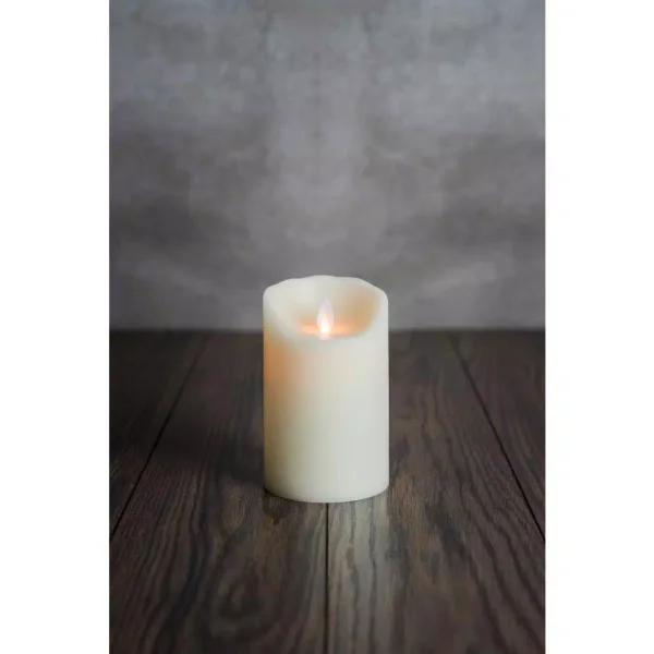 Unbranded Ivory Moving Pillar Flame Flameless Wax LED Candle with Timer
