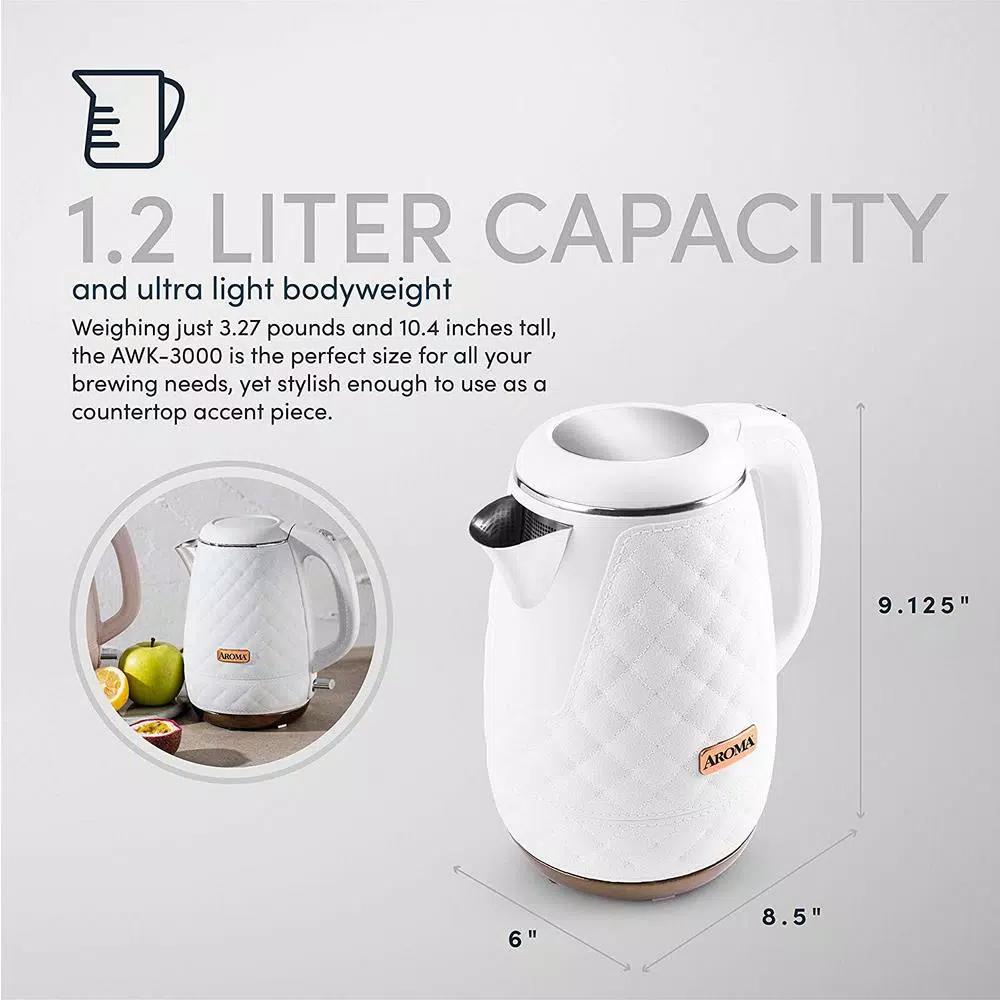 Aroma Professional 7-Cup Electric Water Kettle, 1.7L, White