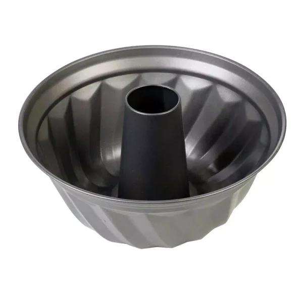 Home Basics Non-Stick Steel Fluted Bundt Cake Pan, Grey