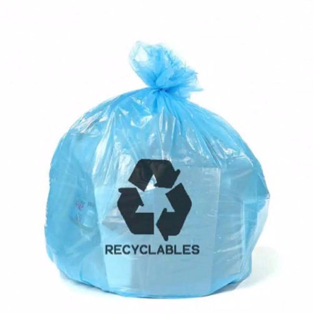 Plasticplace Blue Recycling Bags with Symbol, 12-16 Gal., 1.2 Mil, 250 Count Case