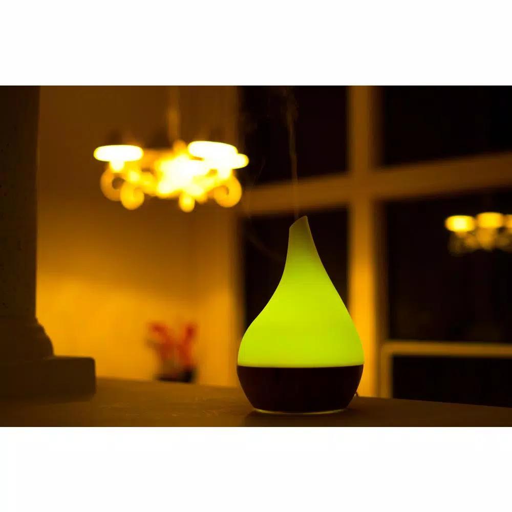 X Brand Canary Glass and Bamboo Ultrasonic Aroma Diffuser with LED Lights