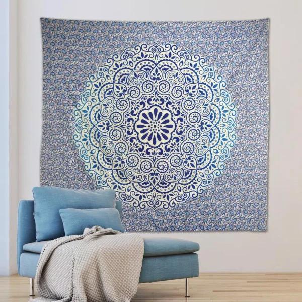 WallPops Zahra Purple Floral Medallion Wall Tapestry - Bohemian Cotton Wall Hanging