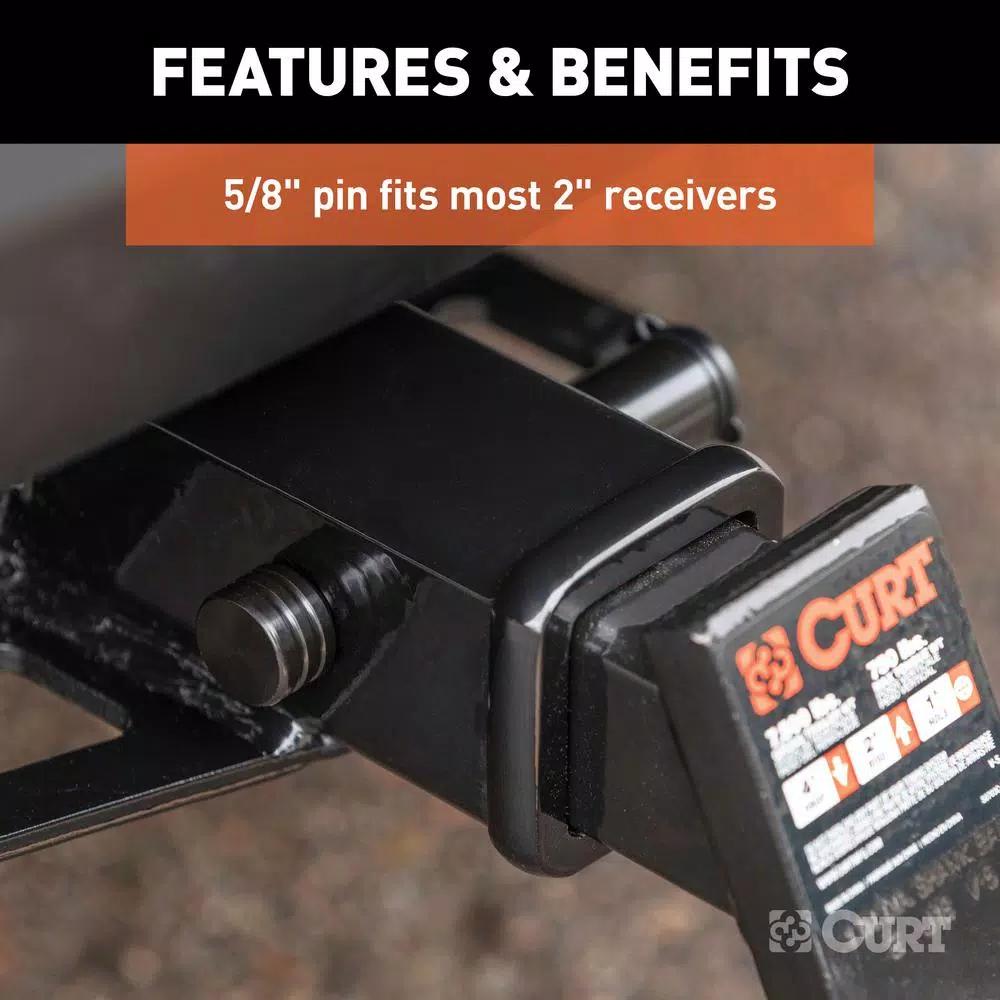 CURT 5/8" Barbell Hitch Lock for 2" Receiver, Black Steel