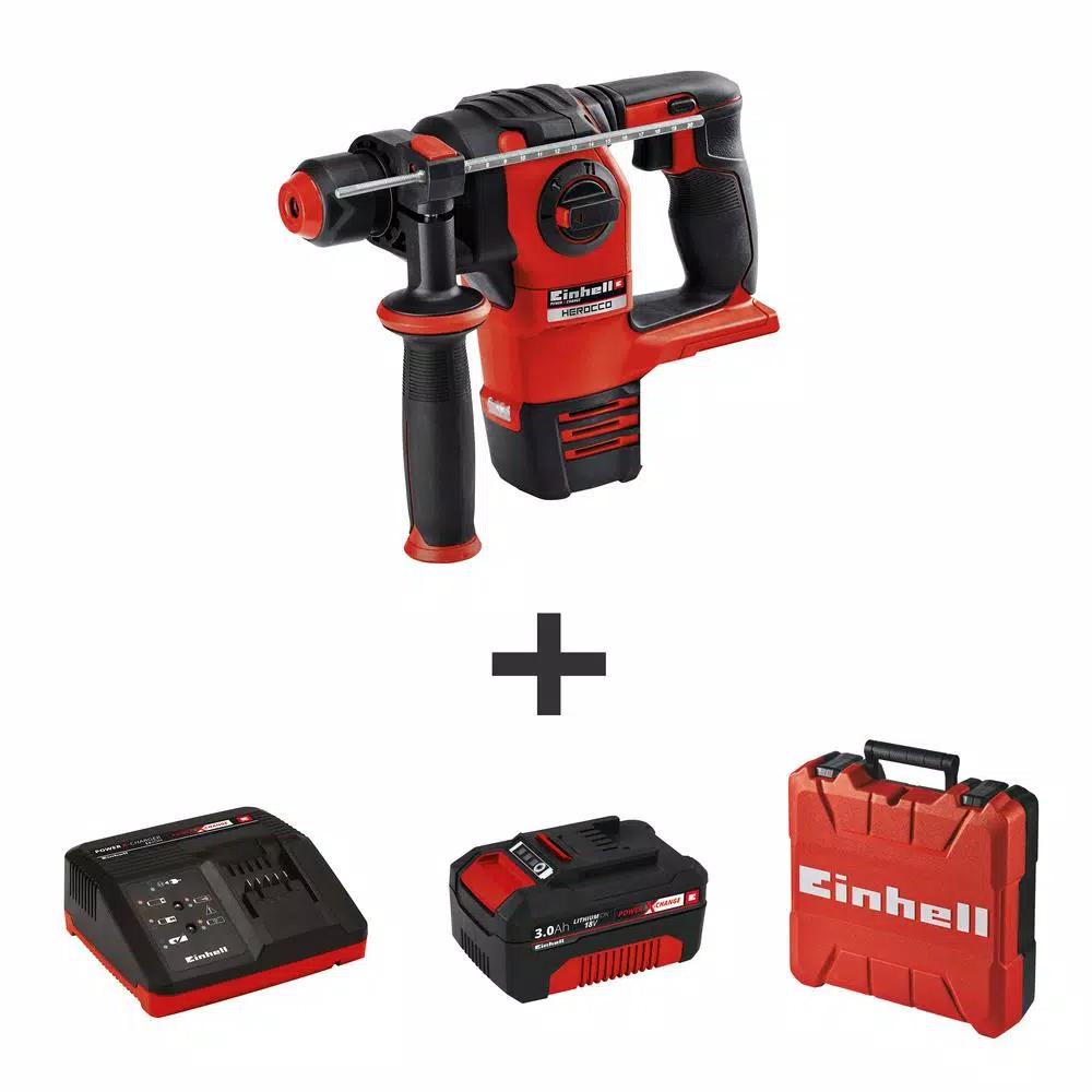 Einhell PXC 18V Brushless Cordless Rotary Hammer Kit with 3.0 Ah Battery and Fast Charger