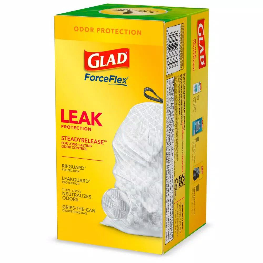 Glad ForceFlex 13 Gallon Tall Kitchen Drawstring Trash Bags with Febreze Gain Original Scent, 40 Count