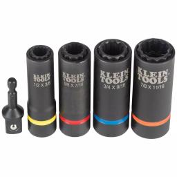 Klein Tools 2-In-1 Impact Socket Set, 5-Piece SAE Socket Set with 1/2 in. Drive and Adapter thumbnail 10