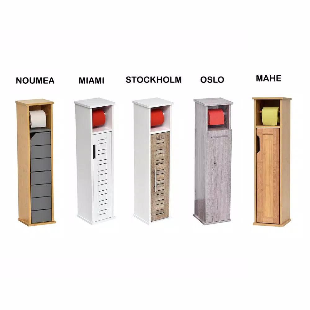 Unbranded Noumea 2-in-1 Wood Toilet Paper Holder and Floor Storage Cabinet - Gray/Brown