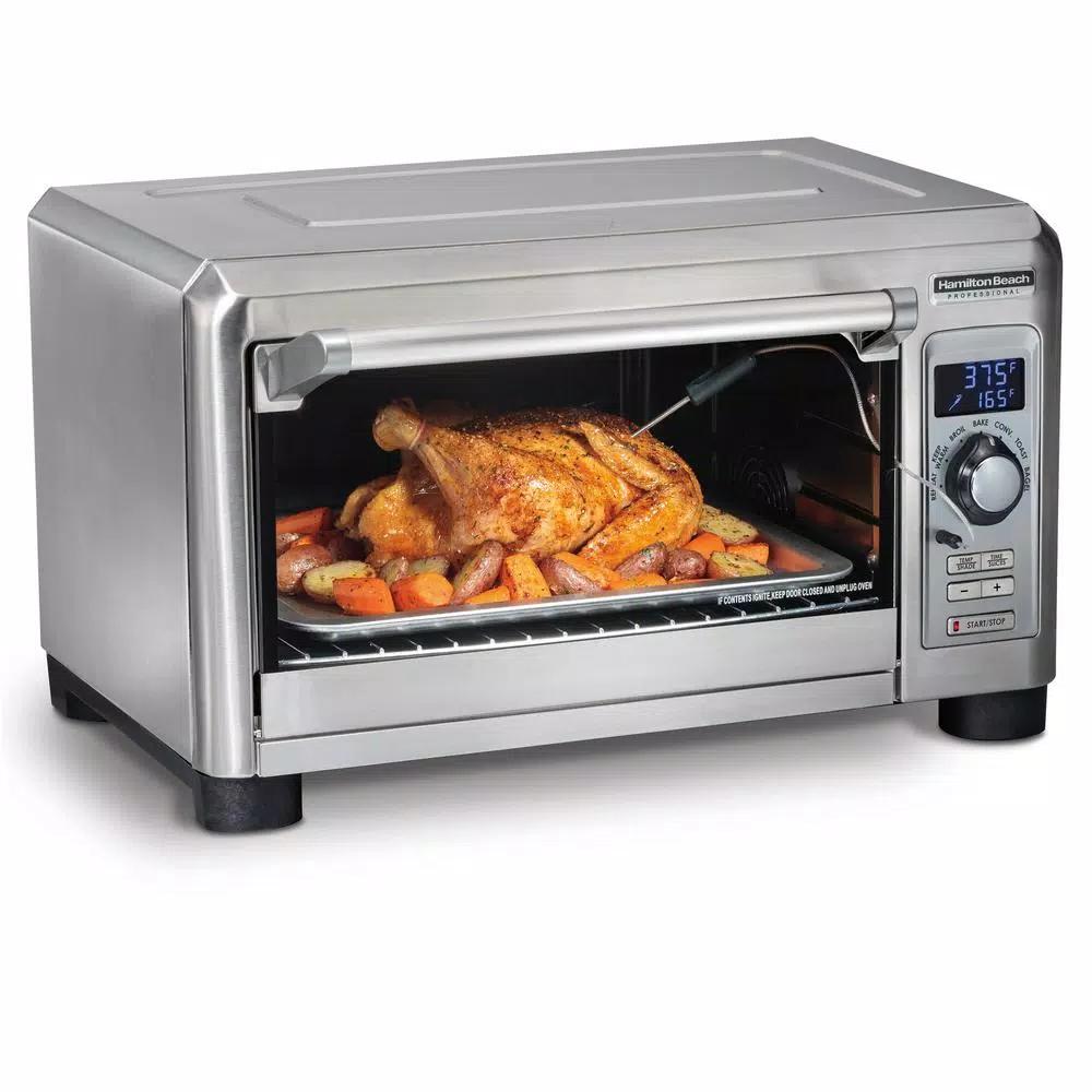 Hamilton Beach Professional 1500W Digital Toaster Oven with Temperature Probe, 6-Slice, Stainless Steel