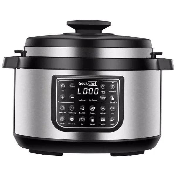 Boyel Living Geek Chef 8 Qt. Stainless Steel 12-in-1 Programmable Electric Pressure Cooker with Oval Non-Stick Pot